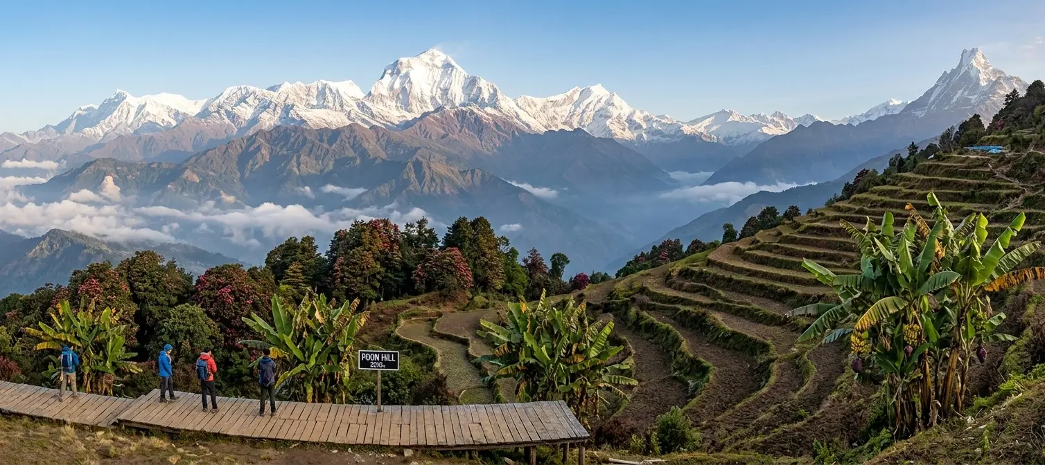 L'Himalaya vista da Poon Hill, in Nepal, con l'Annapurna e il Dhaulagiri.
